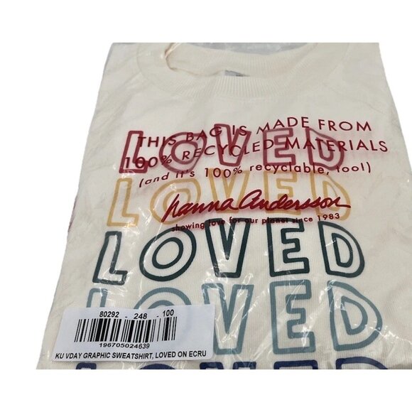 New Hanna Andersson Valentines Graphic Sweatshirt French Terry Ecru Girls Size 4 - Picture 4 of 11